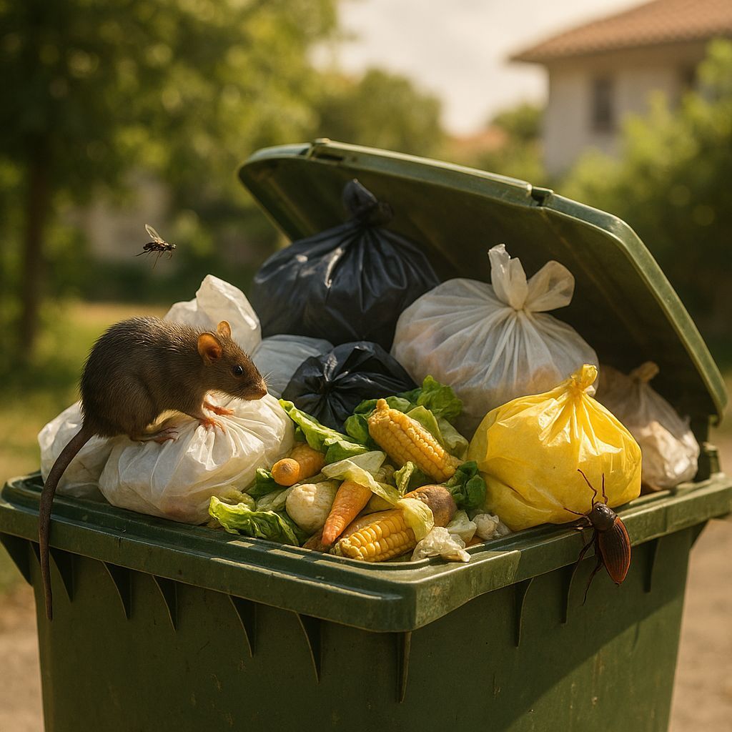rat dans une poubelle ouverte