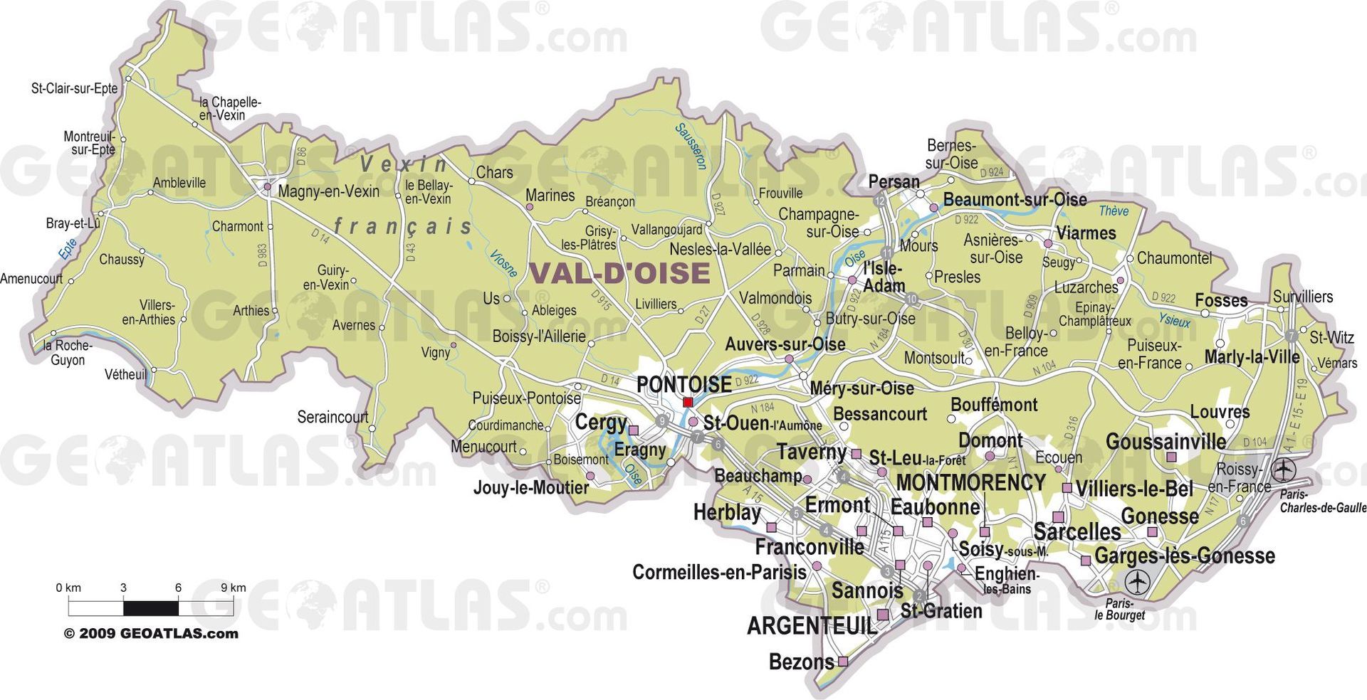 Une carte du Val d'Oise est affichée sur un fond blanc
