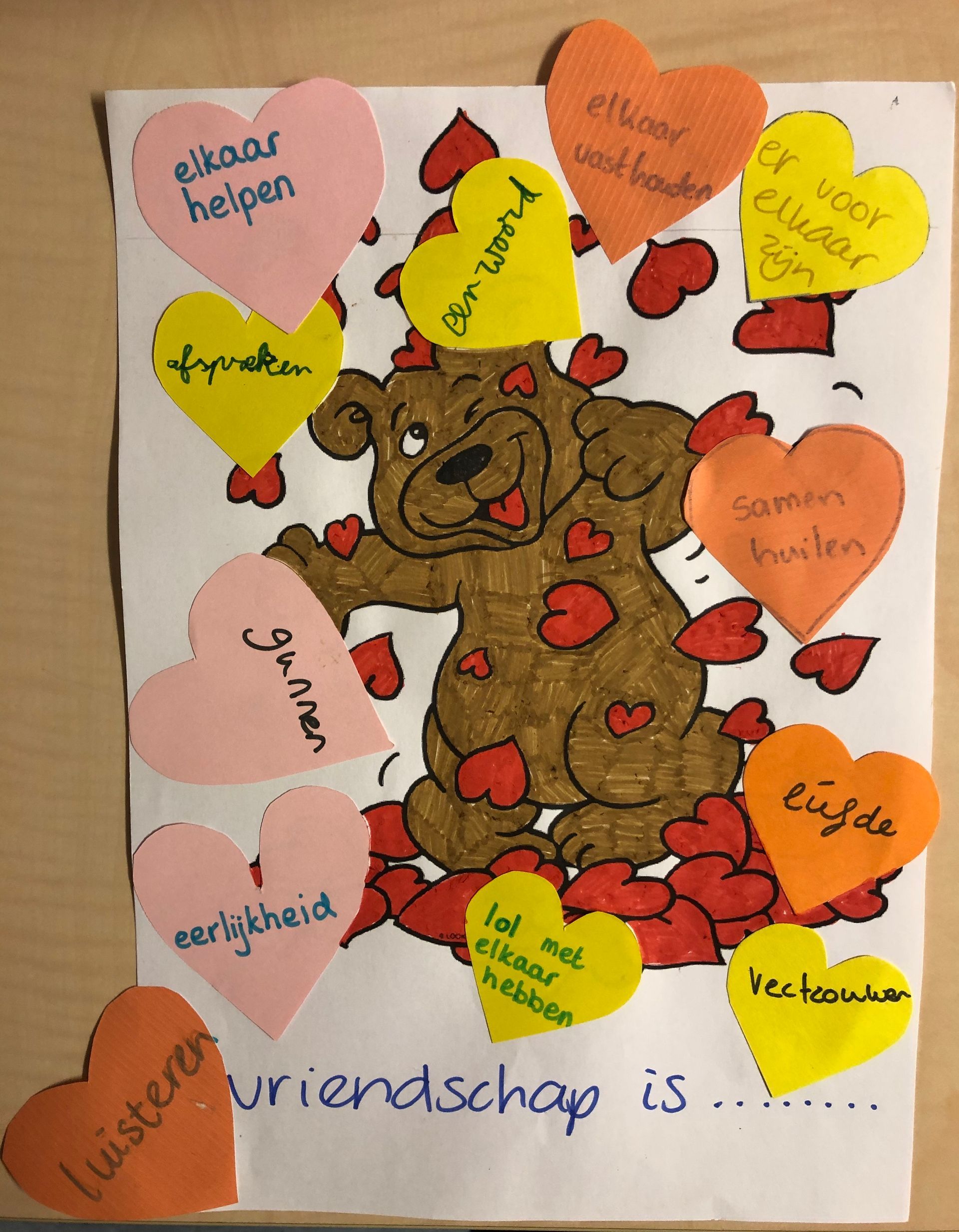 Tienerclub catechese vriendschap hartjes van papier