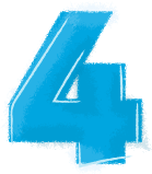A blue number four on a white background.