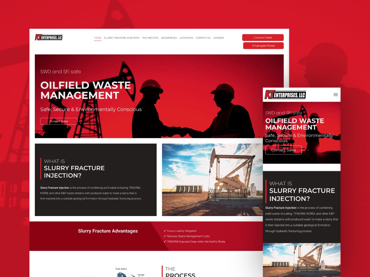 A screenshot of a website for oilfield waste management.
