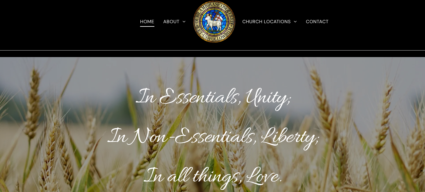 A picture of a field of wheat with the words in essentials unity in non essentials liberty in all things live