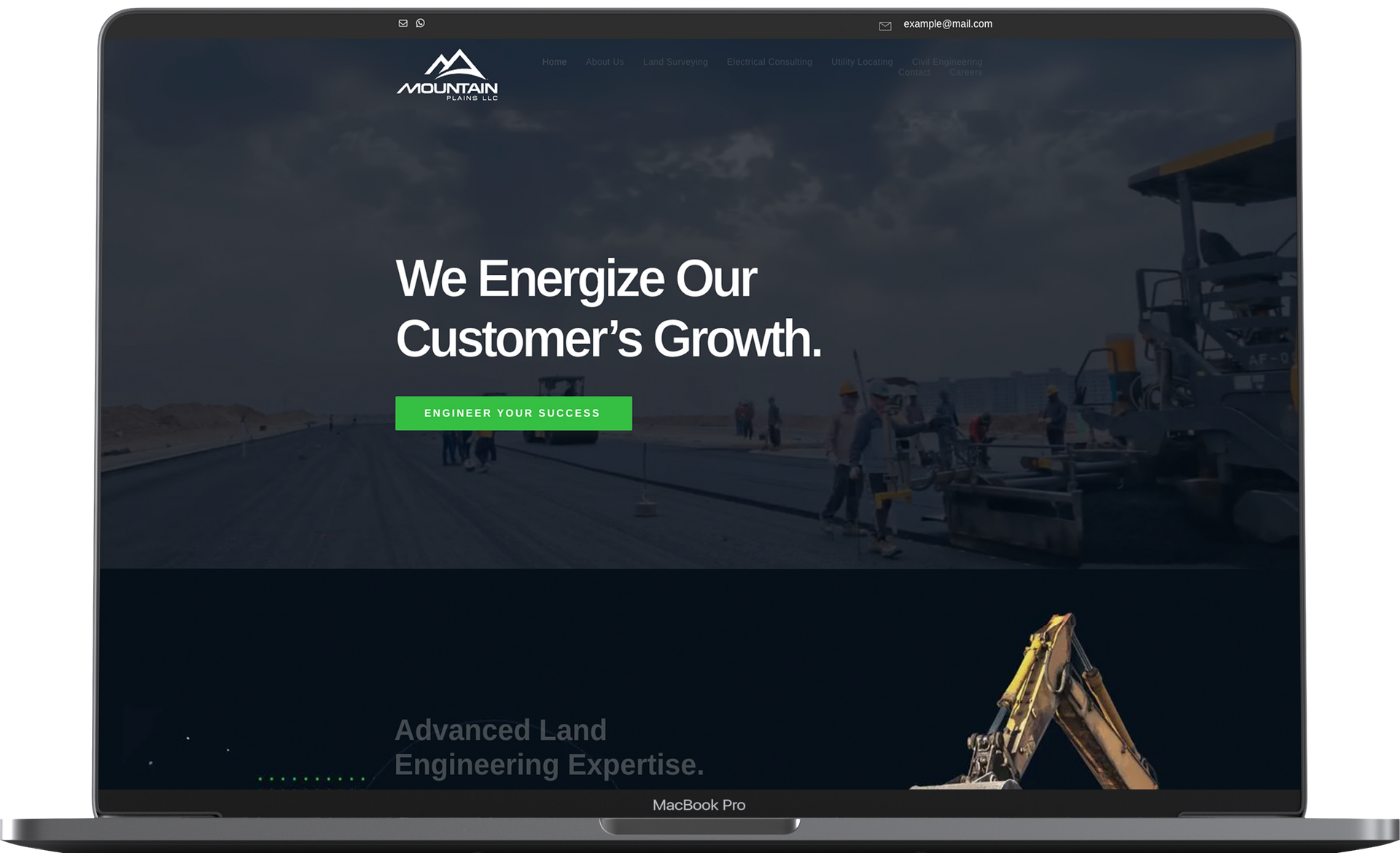 A laptop computer is open to a website that says `` we energize our customer 's growth ''.