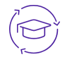 A line drawing of a graduation cap with arrows around it.