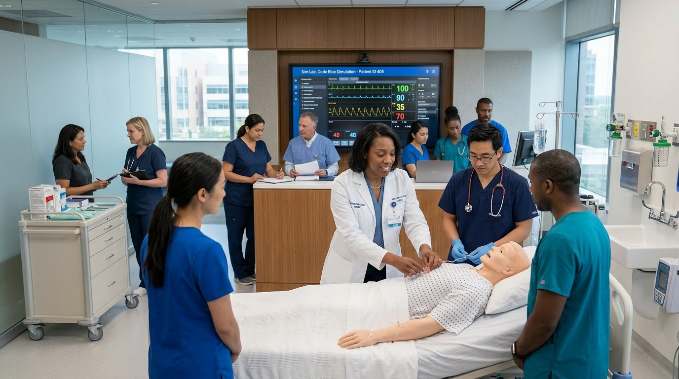 Nurse teaching in the lab