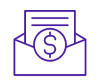 A line icon of an envelope with a dollar sign on it.
