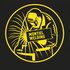 A logo for Montiel Welding in Clovis, NM, featuring a welder in a protective helmet with a welding torch and sparks.