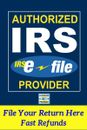 IRS e-file provider logo: Blue and yellow graphic with