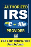 IRS e-file provider logo: Blue and yellow graphic with