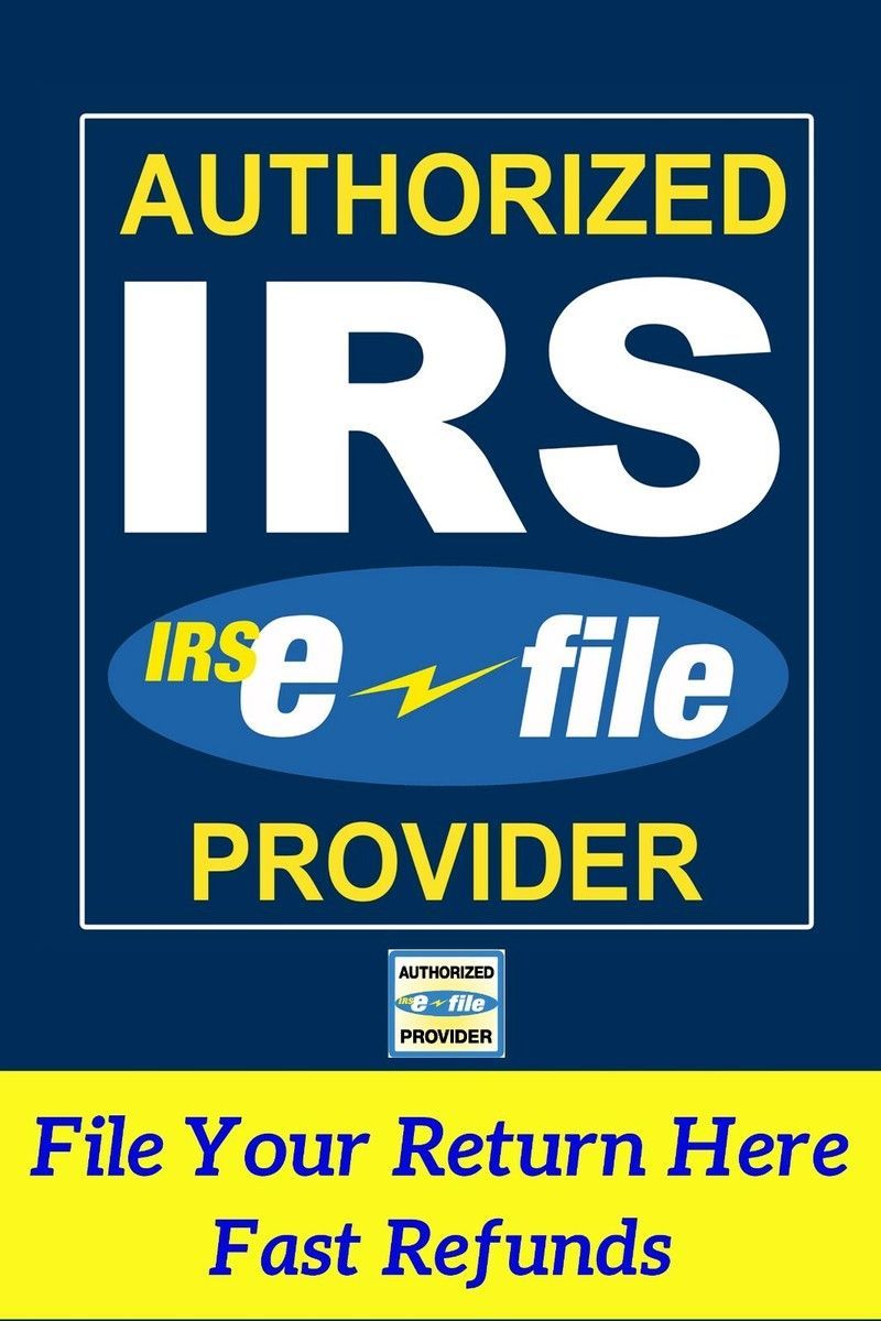 IRS e-file provider logo: Blue and yellow graphic with 