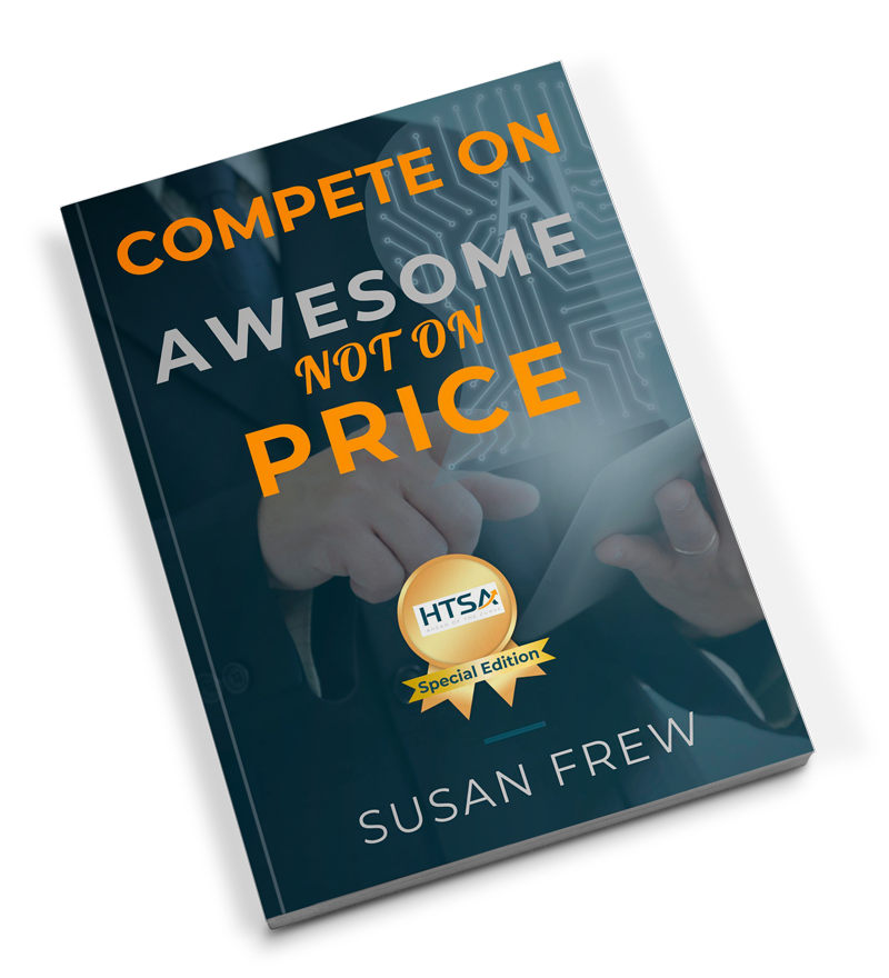 A book titled compete on awesome not on price by susan frew