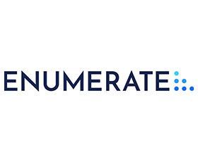 ENumerate logo in navy text with blue dot cluster on white background