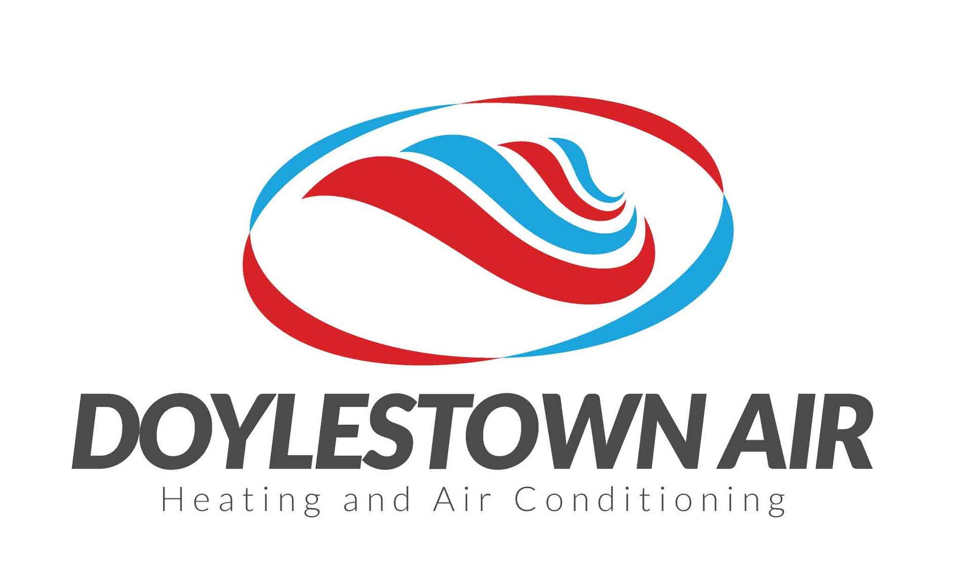 Doylestown Air logo with red and blue swoosh above gray text &ldquo;Doylestown Air Heating and Air Conditioning&rdquo;