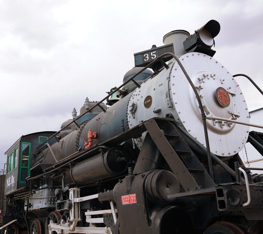 The number 35 is on the side of a train