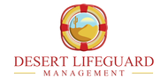 A logo for desert lifeguard management with a life preserver in the middle