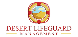 A logo for desert lifeguard management with a life preserver in the middle