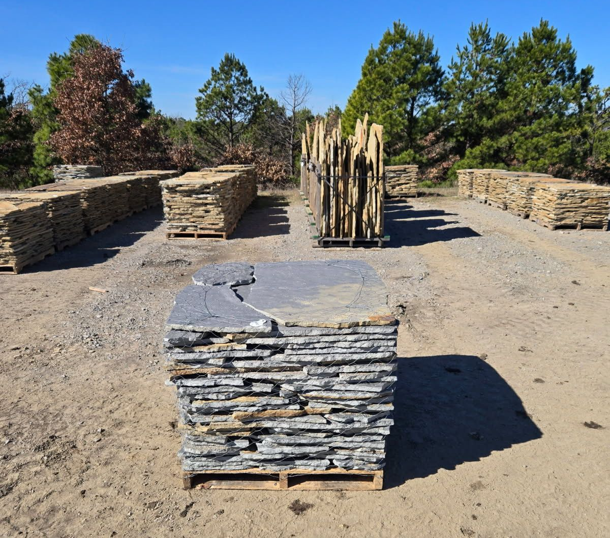 A row of concrete blocks are stacked on top of each other