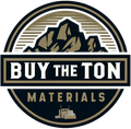 A logo for a company called buy the ton materials