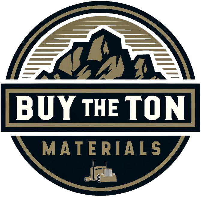A logo for a company called buy the ton materials
