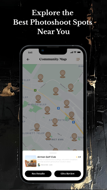 photoshoot location map for finding local and global shoot spots. Share and search