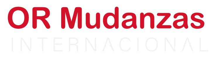 Logotipo de OR Mudanzas Internacional en rojo y gris claro sobre fondo blanco