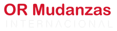 Logotipo de OR Mudanzas Internacional en rojo y gris claro sobre fondo blanco
