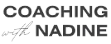 The logo for coaching with nadine is black and white.