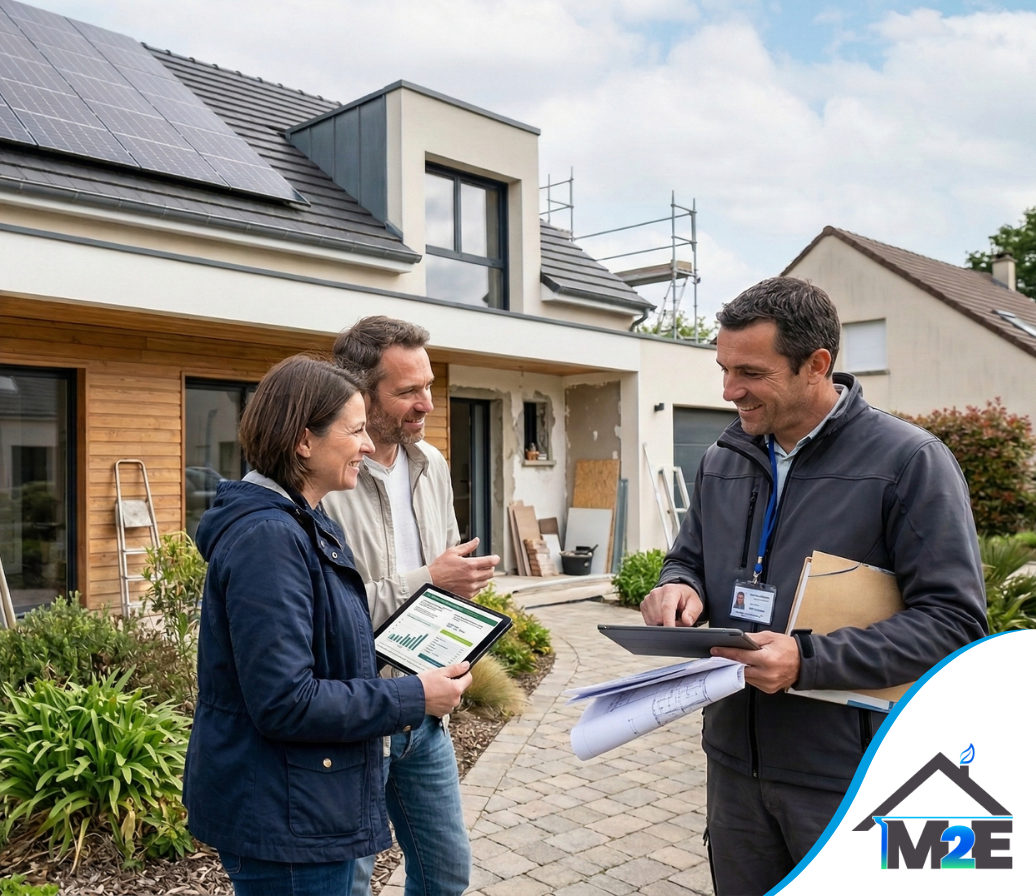 Un couple discute avec un entrepreneur au sujet de travaux de rénovation
