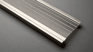 A close up of a metal gutter guard.