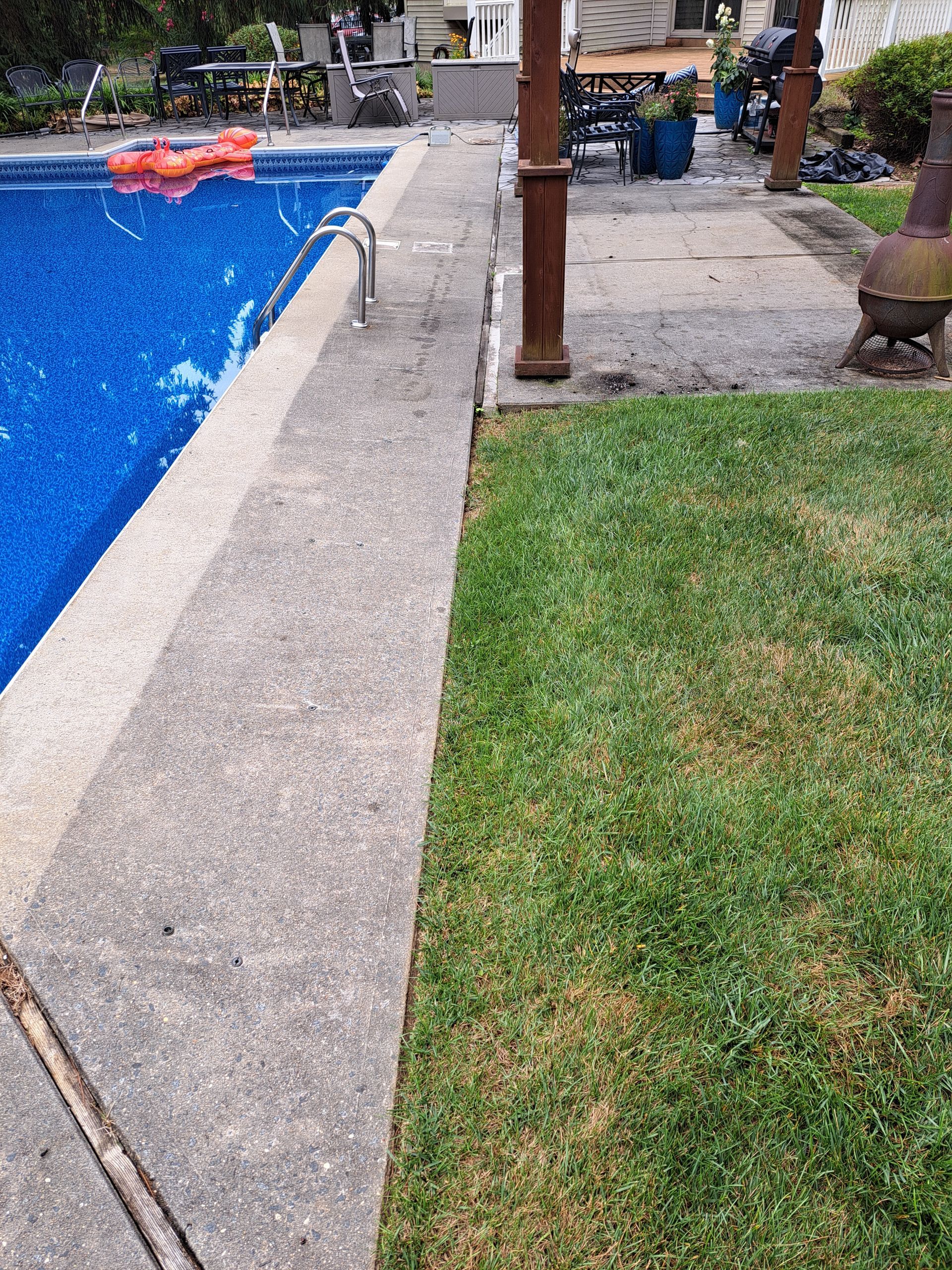 Pool Area Concrete Power washing in Fair Haven, NJ- Before