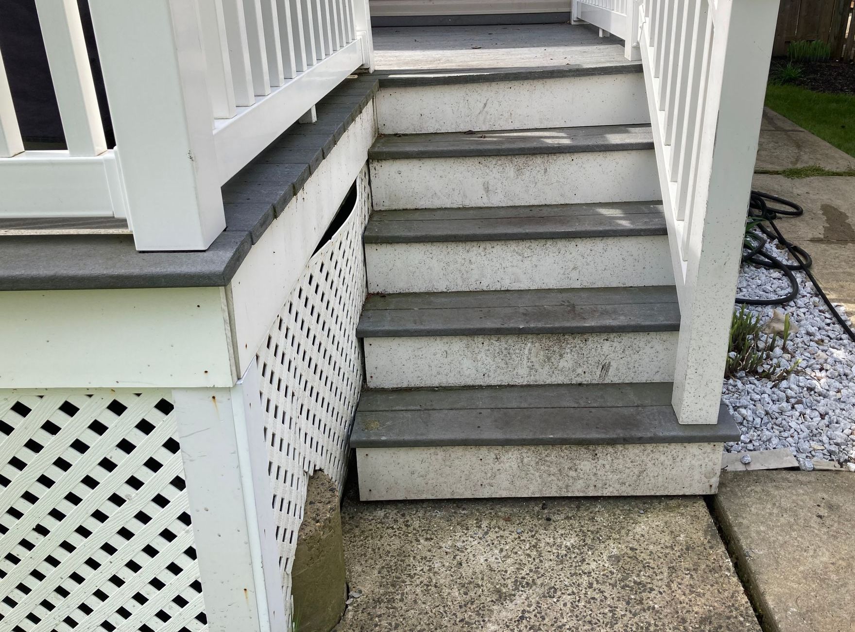 Powerwashing Trex Staircase in Rumson NJ-Before