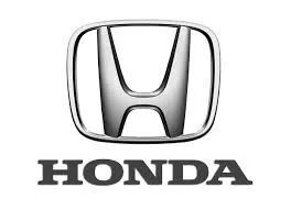 Honda logo in black and silver lettering on a white background