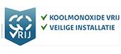 A logo for koolmonoxide vrij is shown on a white background.