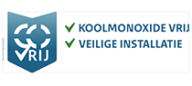A logo for koolmonoxide vrij is shown on a white background.