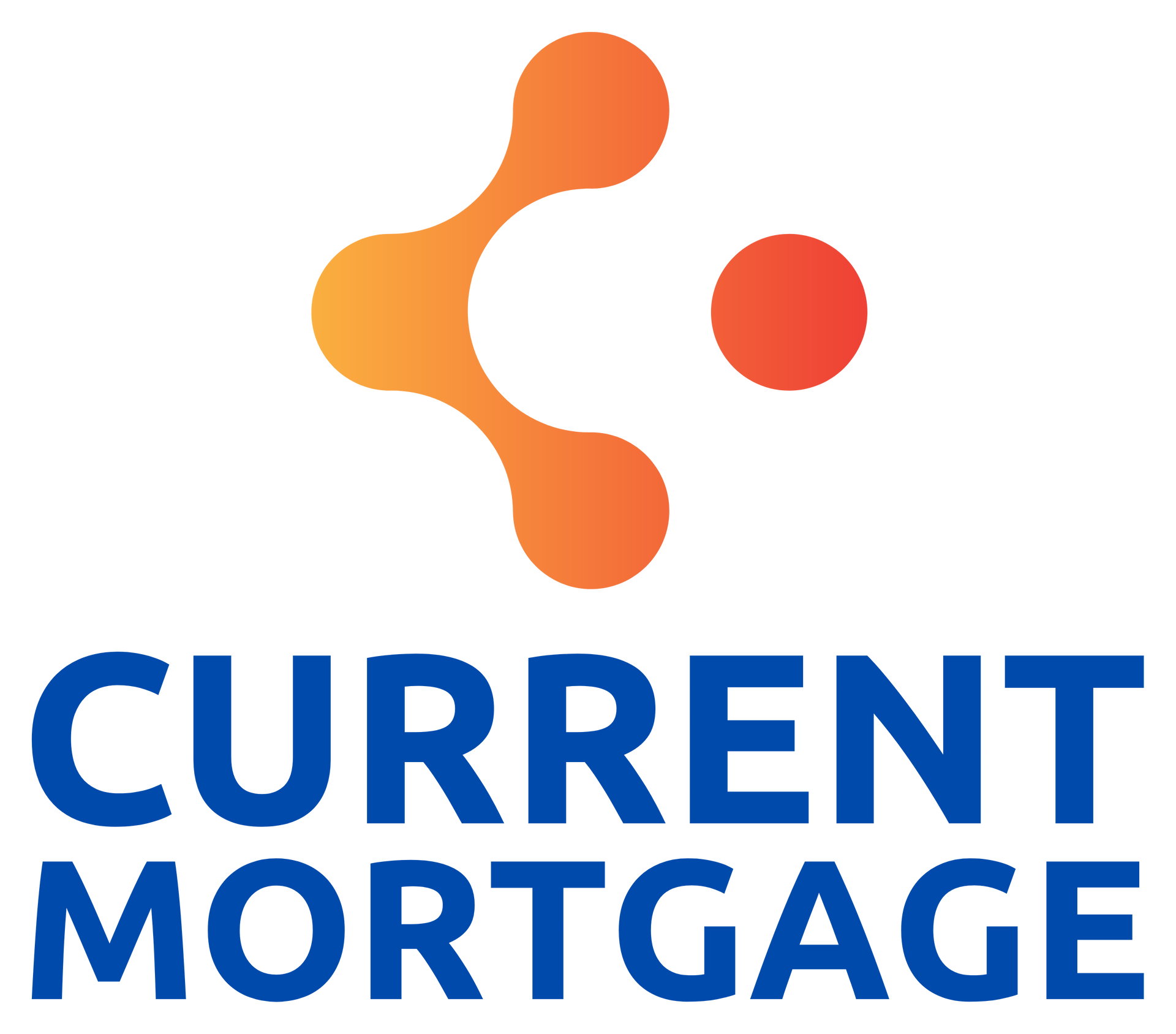 Current Mortgage logo: orange and blue abstract symbol above blue text.