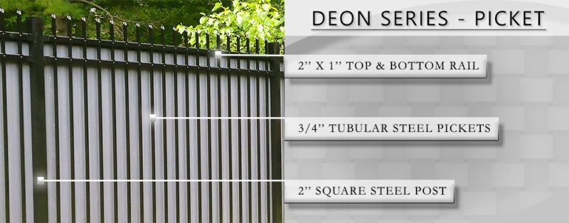 A picture of a deon series picket fence