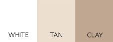 There are three different shades of white , tan and clay.