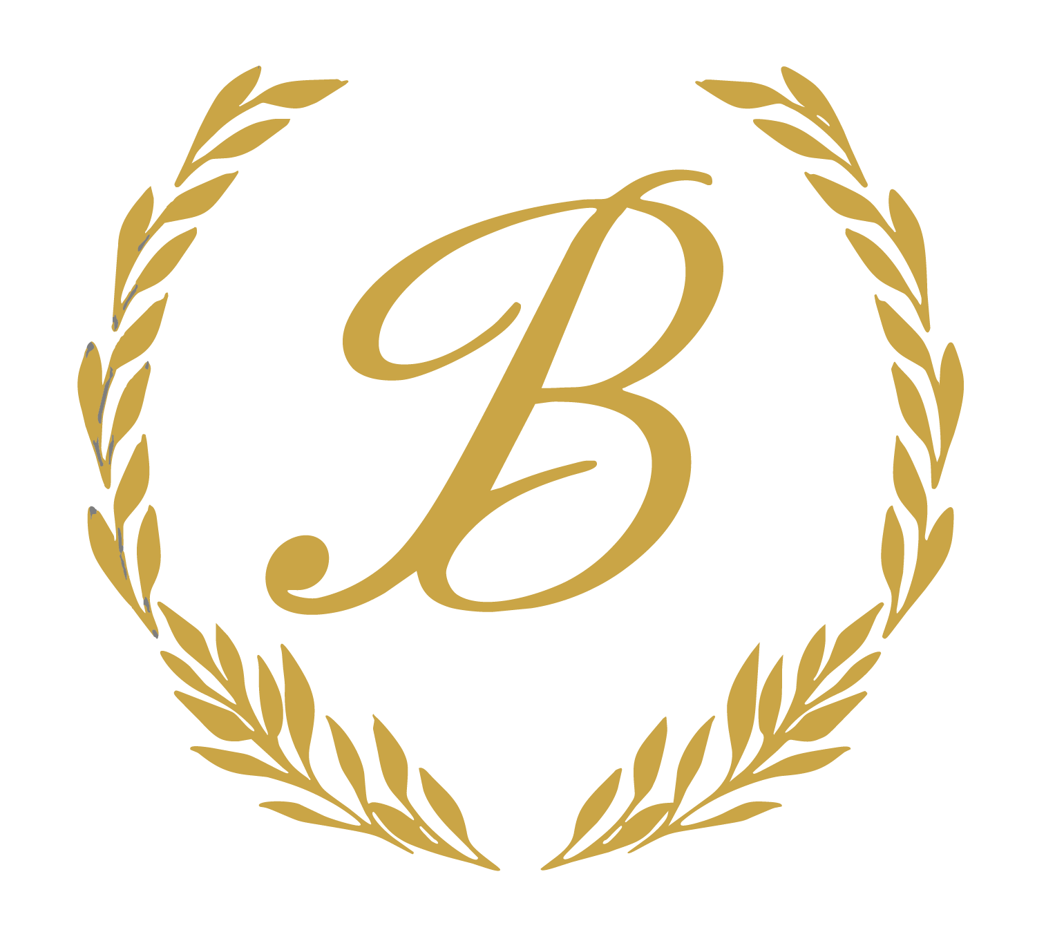 A gold, calligraphic letter 