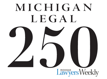 Michigan Legal 250 logo in black text with a large “250” on a white background