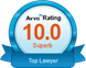 A blue ribbon with the words `` top lawyer '' on it.