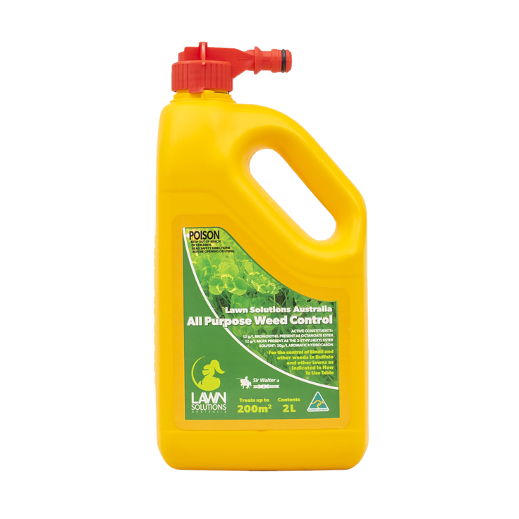 Yellow bottle of All Purpose Weed Control - Palms Landscape Supplies in Forster, NSW
