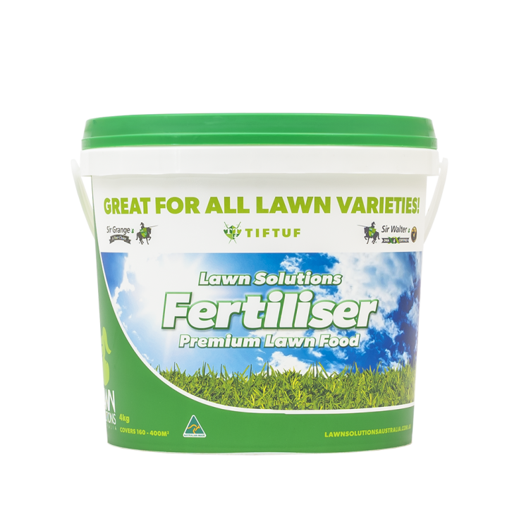 White bucket of lawn fertiliser - Palms Landscape Supplies in Forster, NSW
