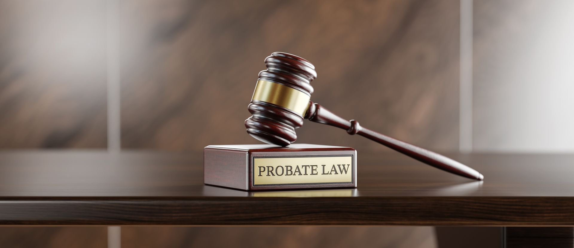 Wooden gavel rests on book labeled probate law, symbolizing the role of a probate lawyer. Wooden gavel rests on book labeled probate law, symbolizing the role of a probate lawyer.