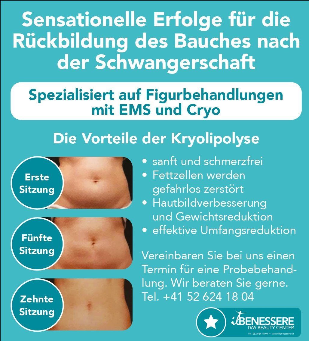 An advertisement for a sensationelle erfolge for die rückbildung des bauches nach der schwangerschaft