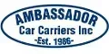 Blue oval logo reading “AMBASSADOR Car Carriers Inc.” with “Est. 1986” underneath