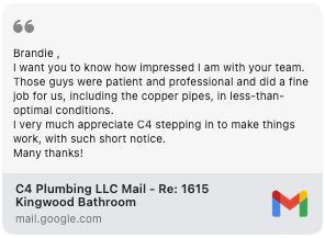 Note from customer