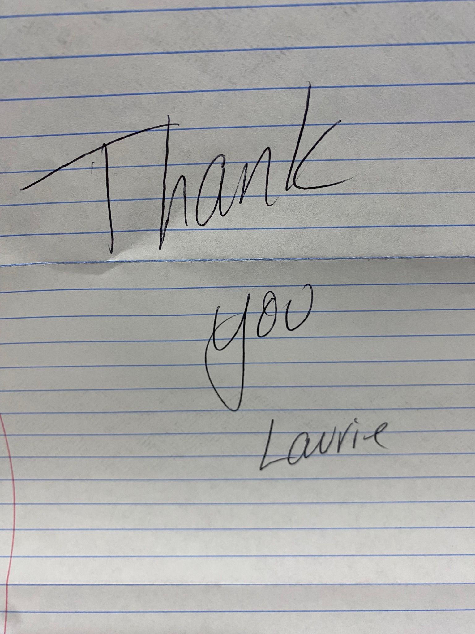 Note from customer