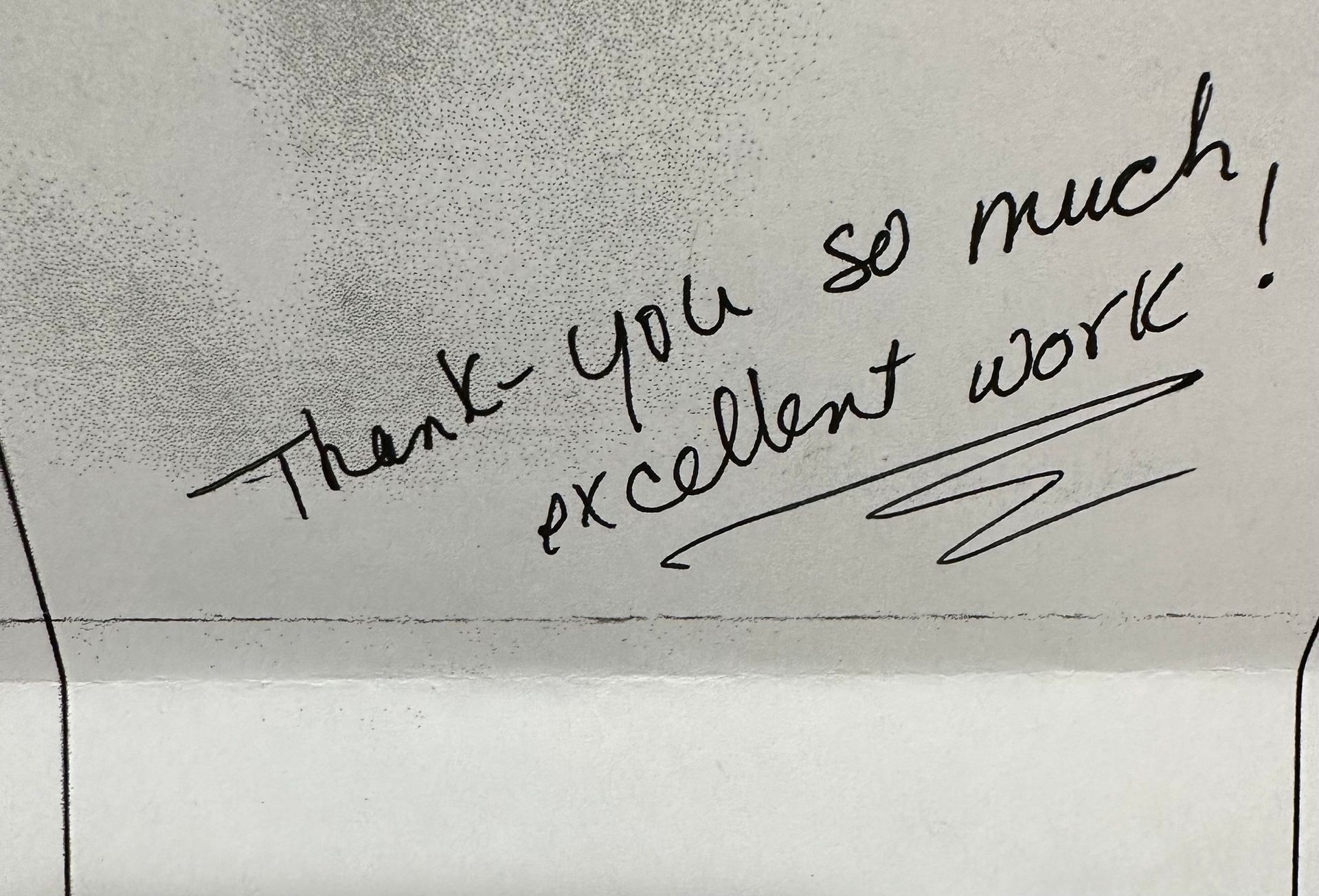 Note from customer