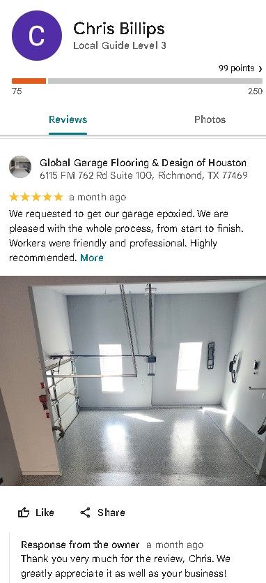 Facebook post about an apartment, showing a bright empty room with large windows and gray floors.
