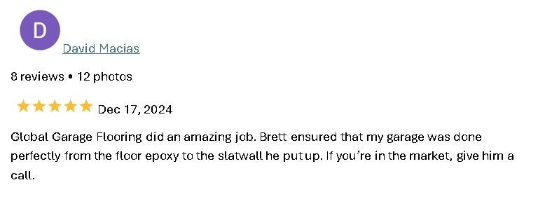 Google review for a garage door opening review, with 5-star rating and date shown.